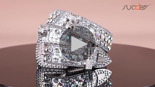 SUOSDEY Skull Rhinestone Belt - Sparkly Bling Diamond Sequin